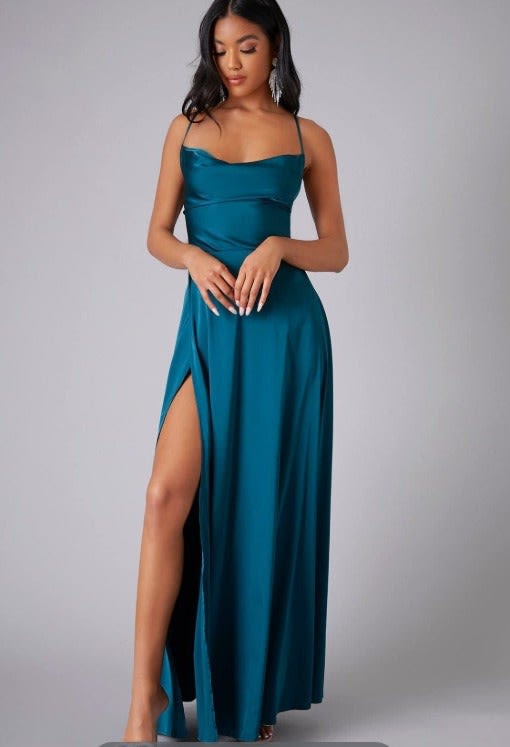 Averil Satin Cowl Neck Maxi Dress