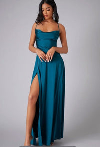 Averil Satin Cowl Neck Maxi Dress