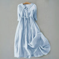 Alanna Collared Button-Down Tie Waist Midi Dress