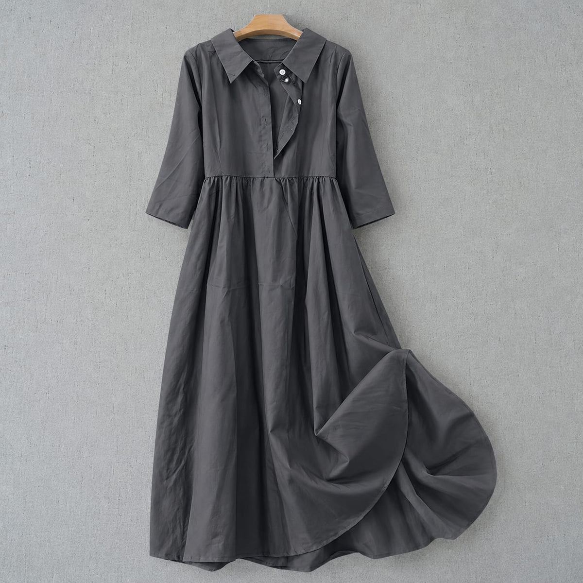 Alanna Collared Button-Down Tie Waist Midi Dress_10