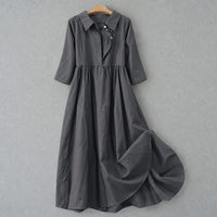 Alanna Collared Button-Down Tie Waist Midi Dress