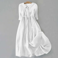 Alanna Collared Button-Down Tie Waist Midi Dress
