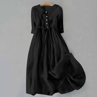 Alanna Collared Button-Down Tie Waist Midi Dress