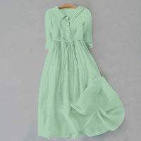 Alanna Collared Button-Down Tie Waist Midi Dress
