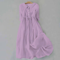 Alanna Collared Button-Down Tie Waist Midi Dress