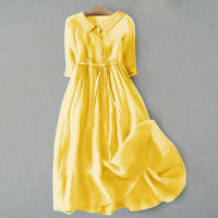 Alanna Collared Button-Down Tie Waist Midi Dress