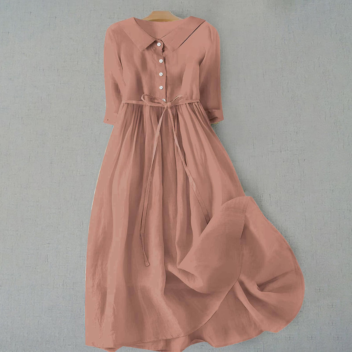 Alanna Collared Button-Down Tie Waist Midi Dress_9