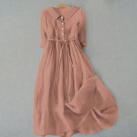 Alanna Collared Button-Down Tie Waist Midi Dress