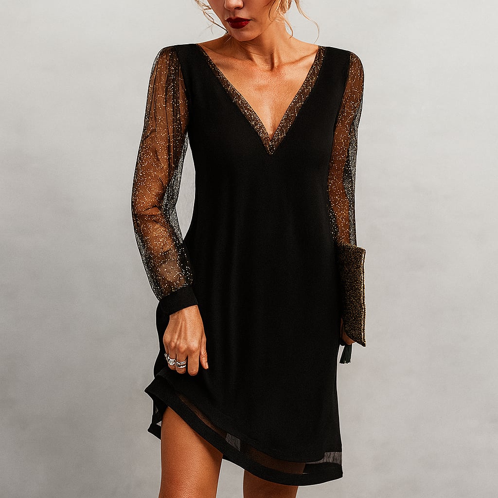 Scarlet Glitter Sleeve Party Mini Dress_1