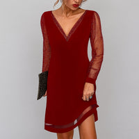 Scarlet Glitter Sleeve Party Mini Dress