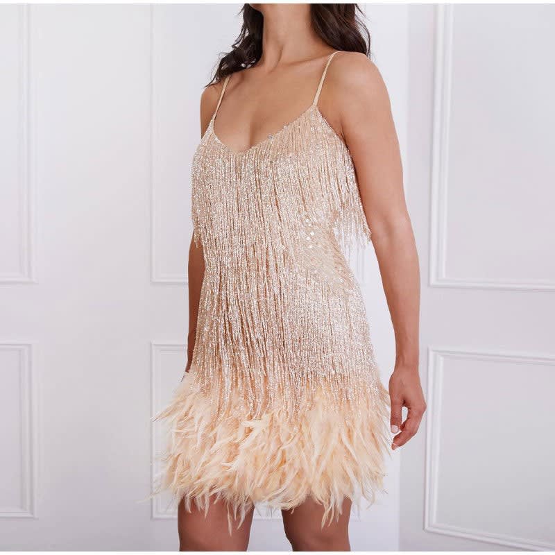 Hyacinth Fringe V Neck Cocktail Mini Dress_9