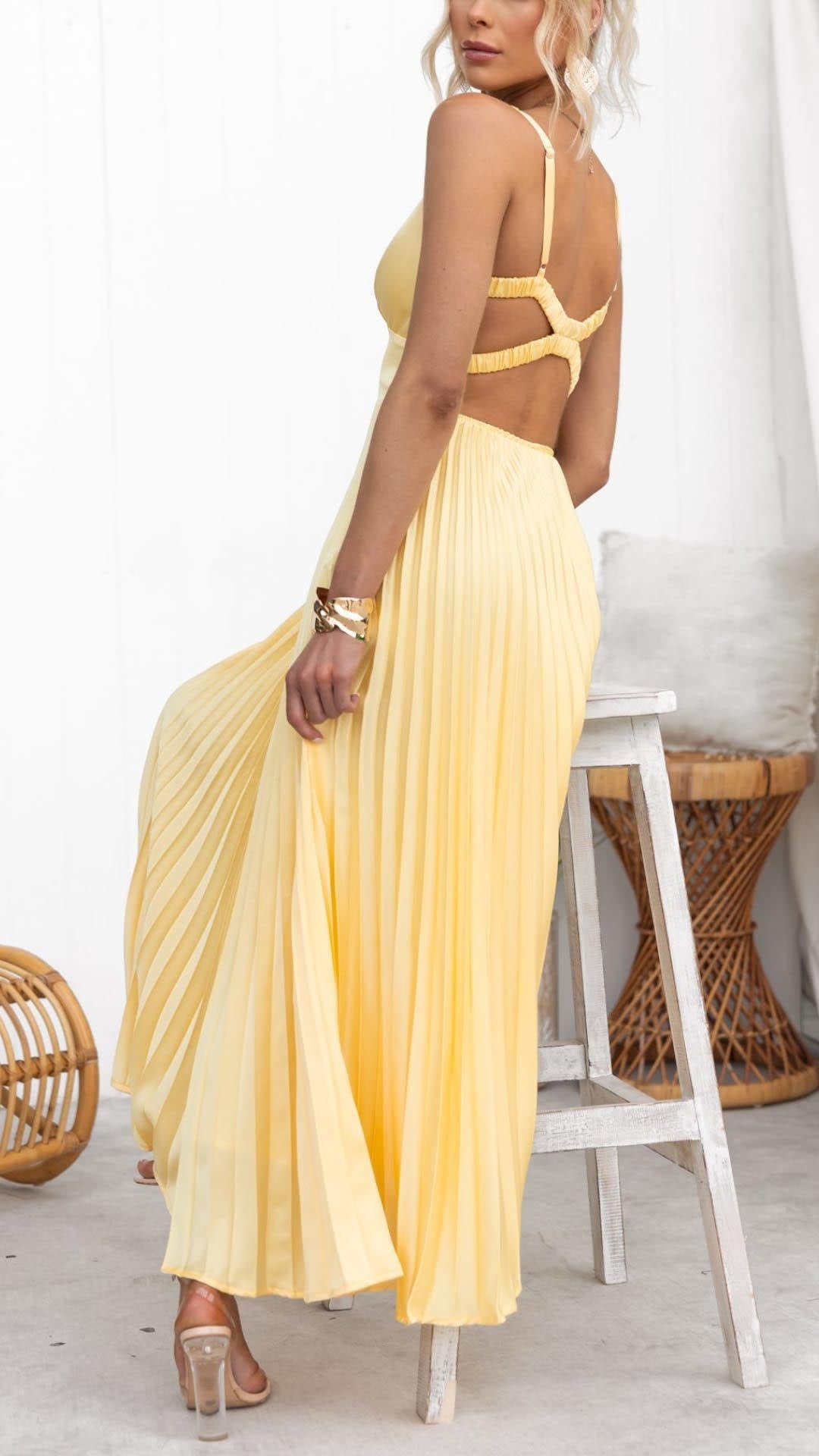 Astra Pleated V-Neck Maxi Dress_4