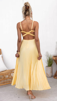 Astra Pleated V-Neck Maxi Dress