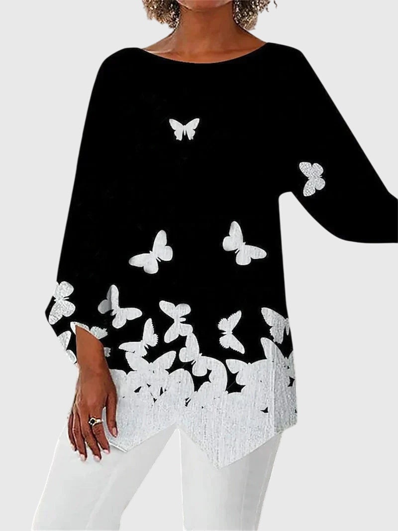 Elaina Printed Crew Neck Top