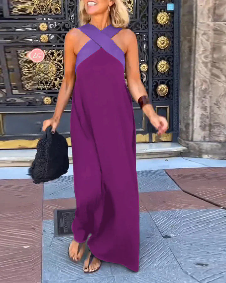 Natalie V-Neck Maxi Dress Crossover Flowy Summer