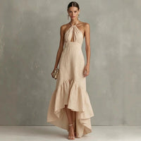 Alessia Halter Neck Ruffle Maxi Dress
