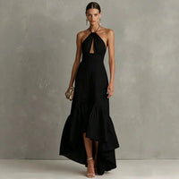 Alessia Halter Neck Ruffle Maxi Dress