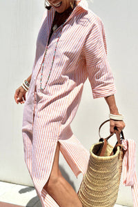 Calliope Striped Linen Shirt Dress