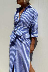 Calliope Striped Linen Shirt Dress