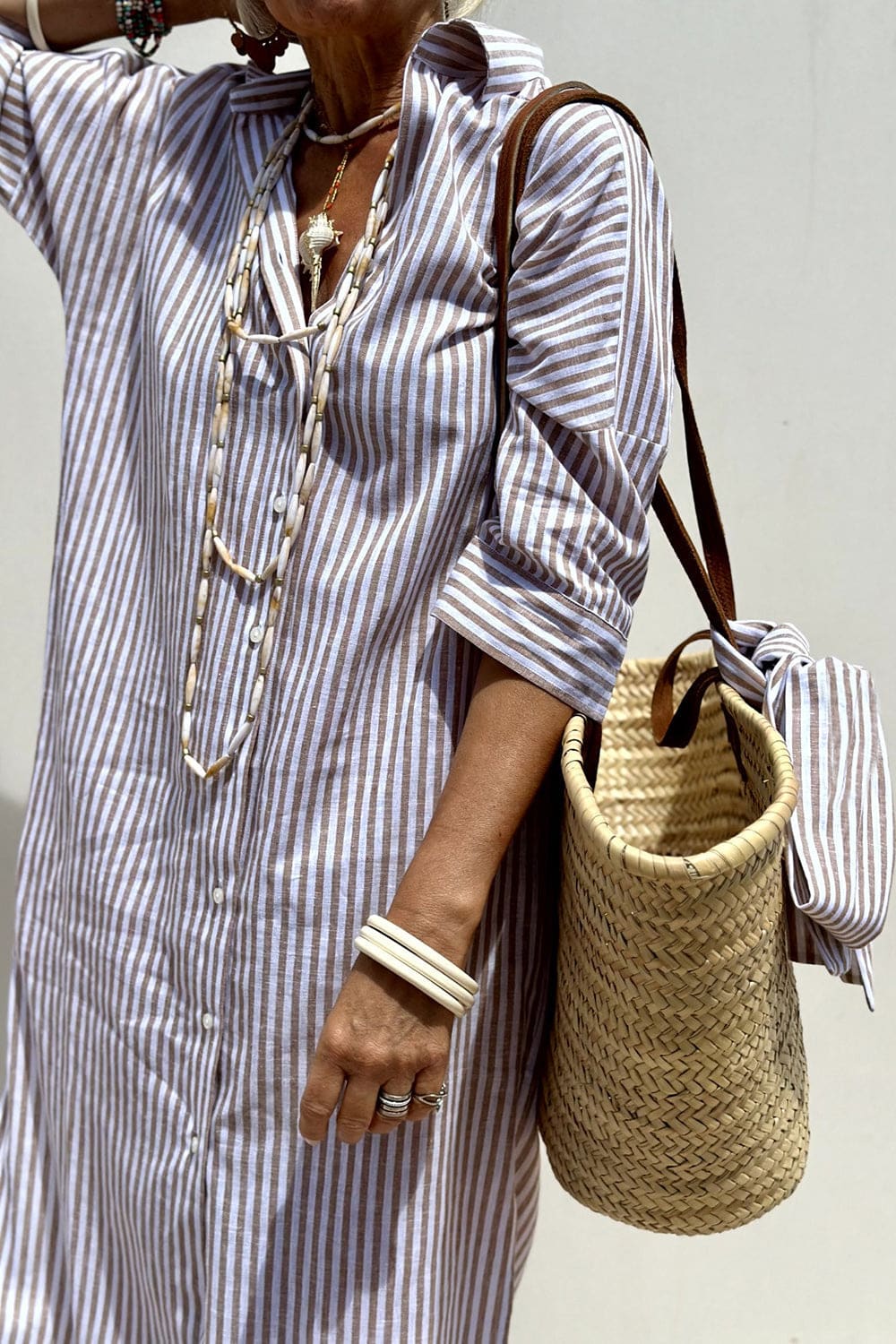 Calliope Striped Linen Shirt Dress