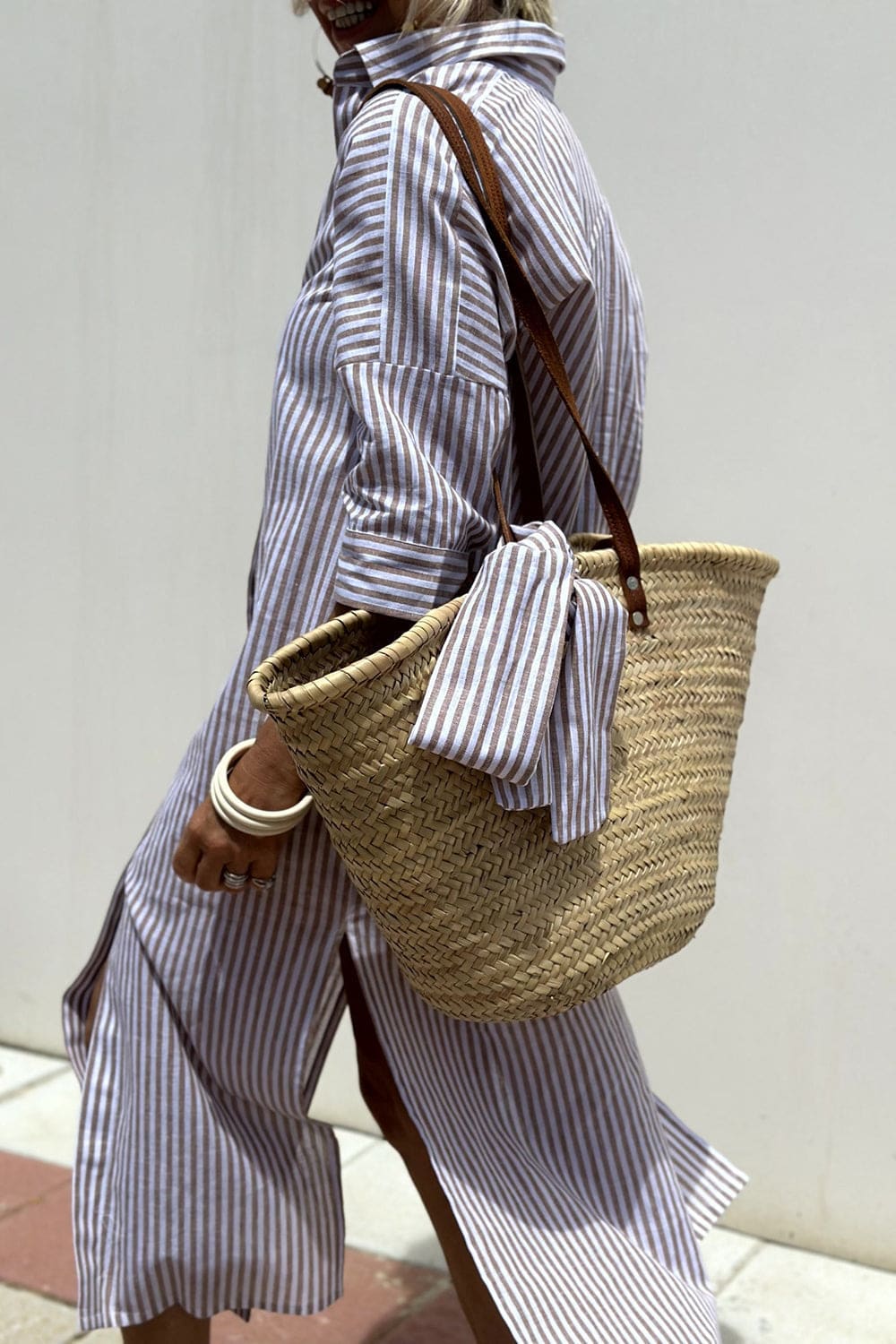 Calliope Striped Linen Shirt Dress
