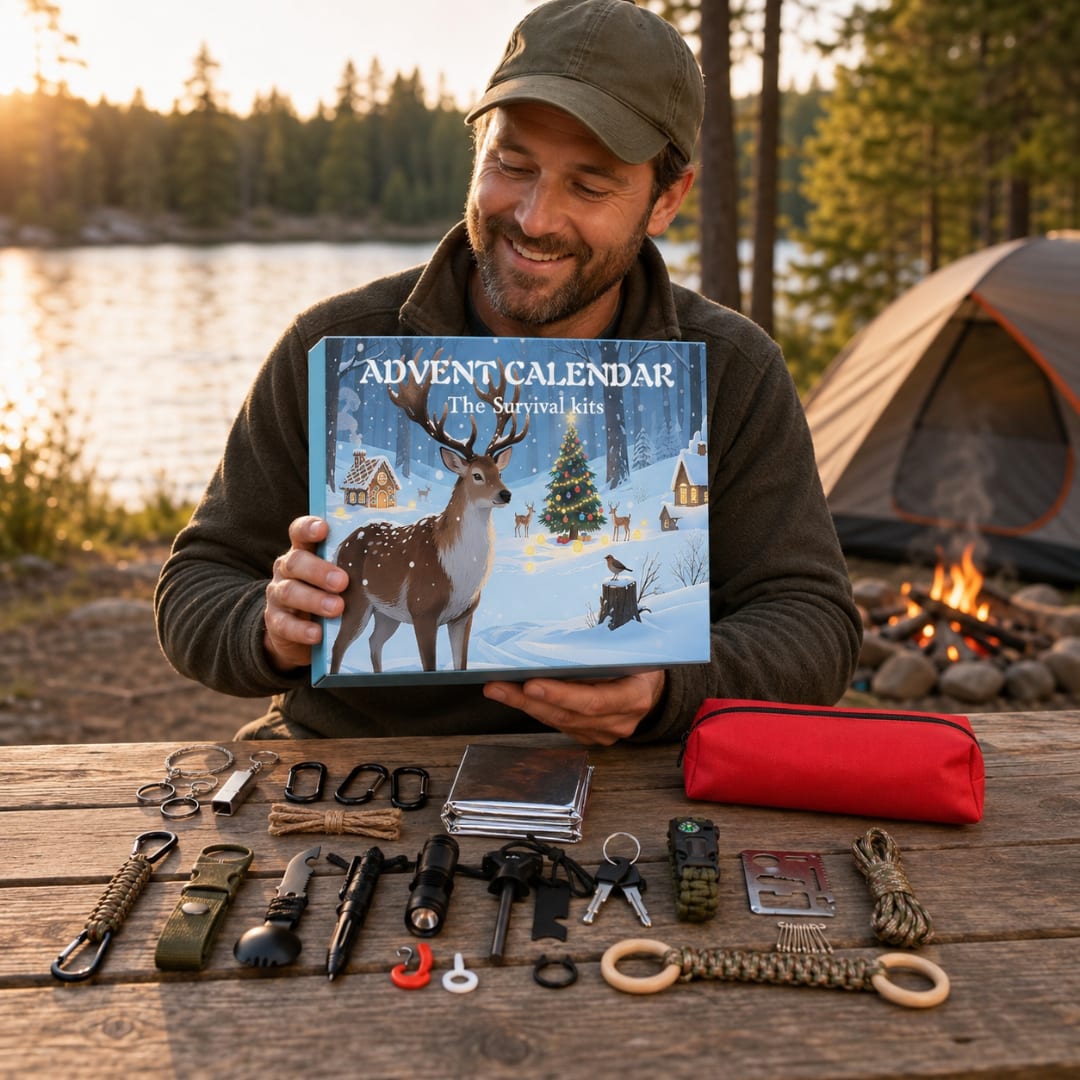 Outdoorsman Advent Calendar 2026 with 24 Fishing and Survival Tools Xmas Countdown Gift for Him_1