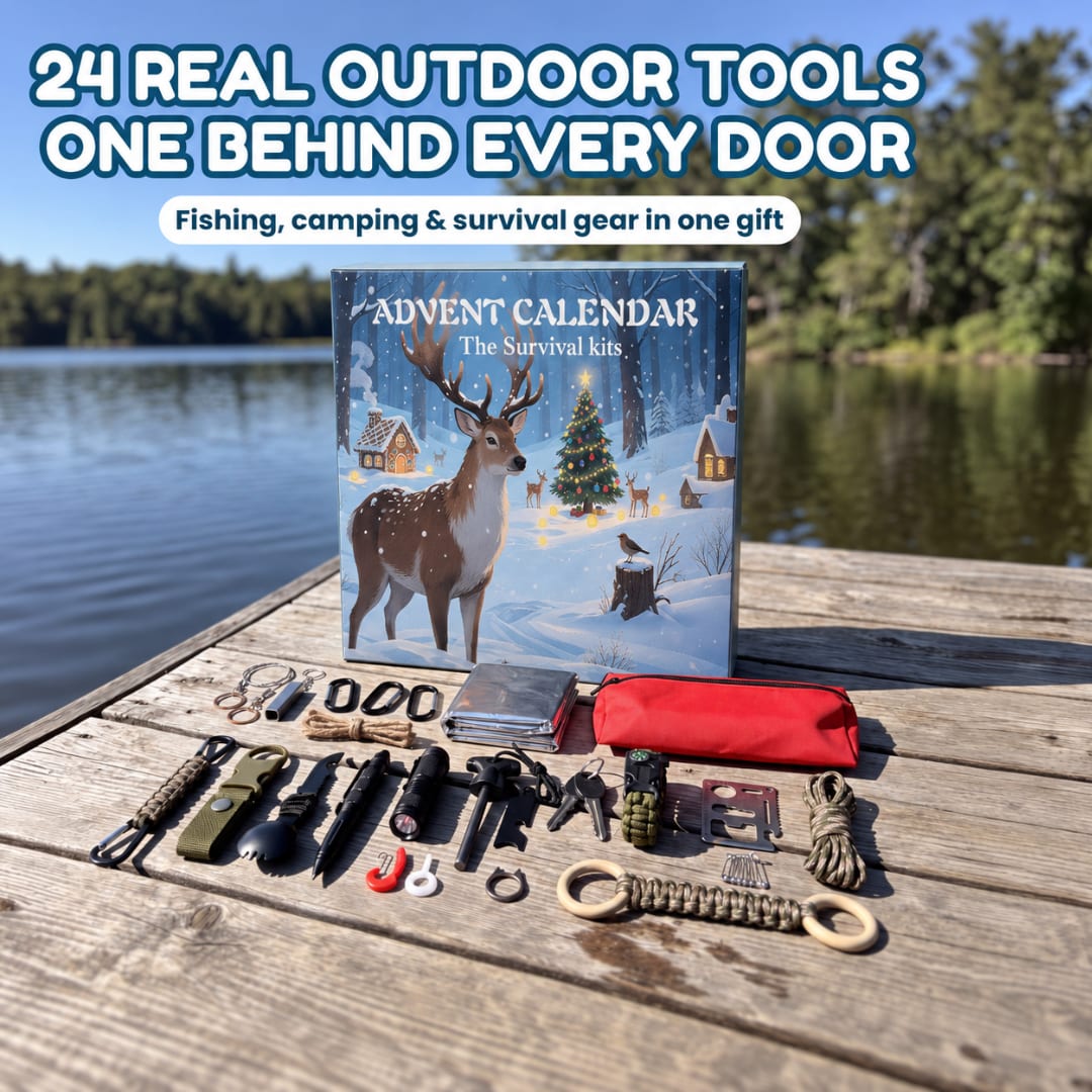 Outdoorsman Advent Calendar 2026 with 24 Fishing and Survival Tools Xmas Countdown Gift for Him