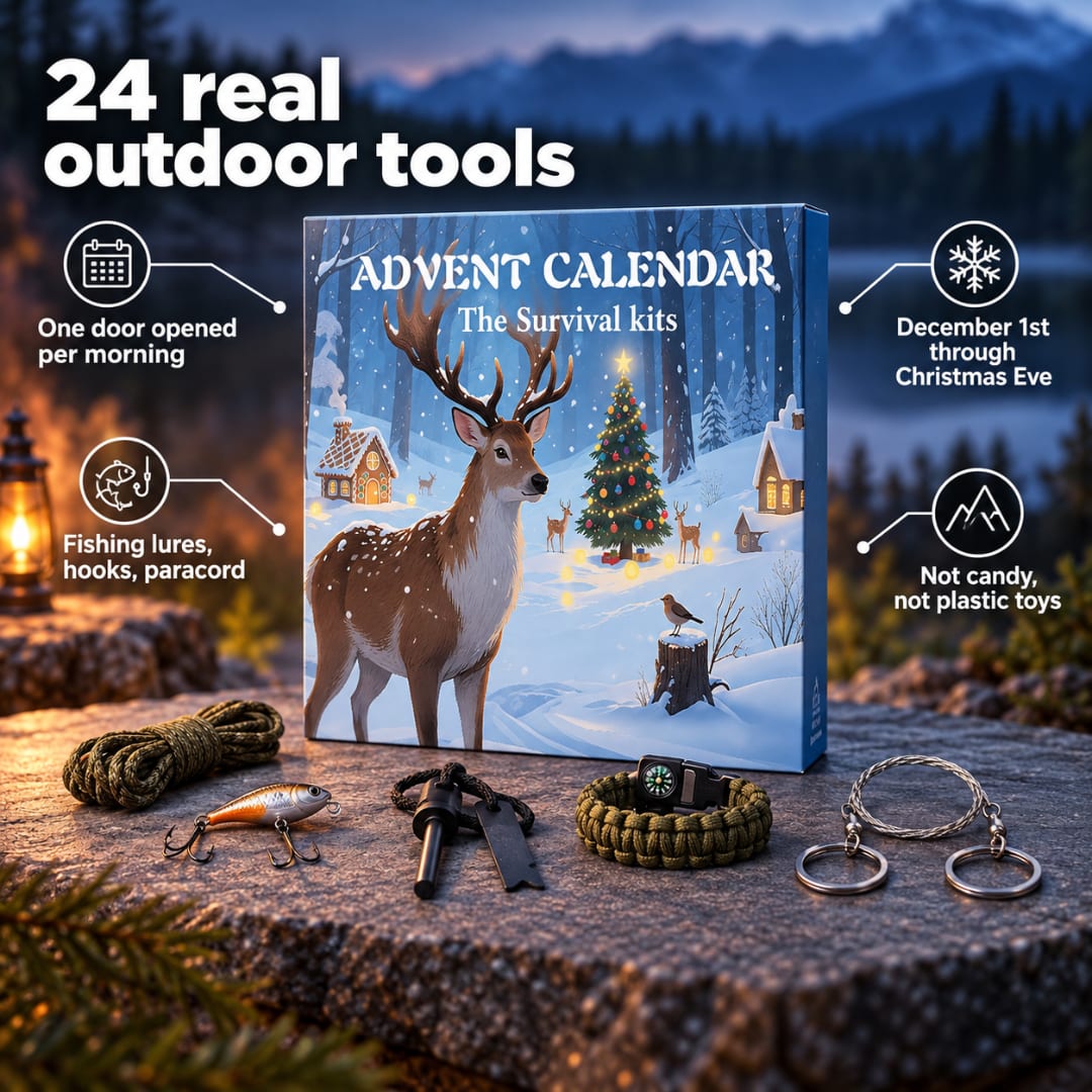 Outdoorsman Advent Calendar 2026 with 24 Fishing and Survival Tools Xmas Countdown Gift for Him_4