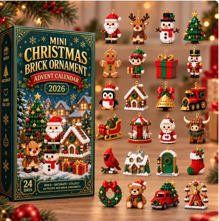 Brick Ornament Advent Calendar 2026 with 24 Buildable Christmas Ornaments Xmas Countdown_2