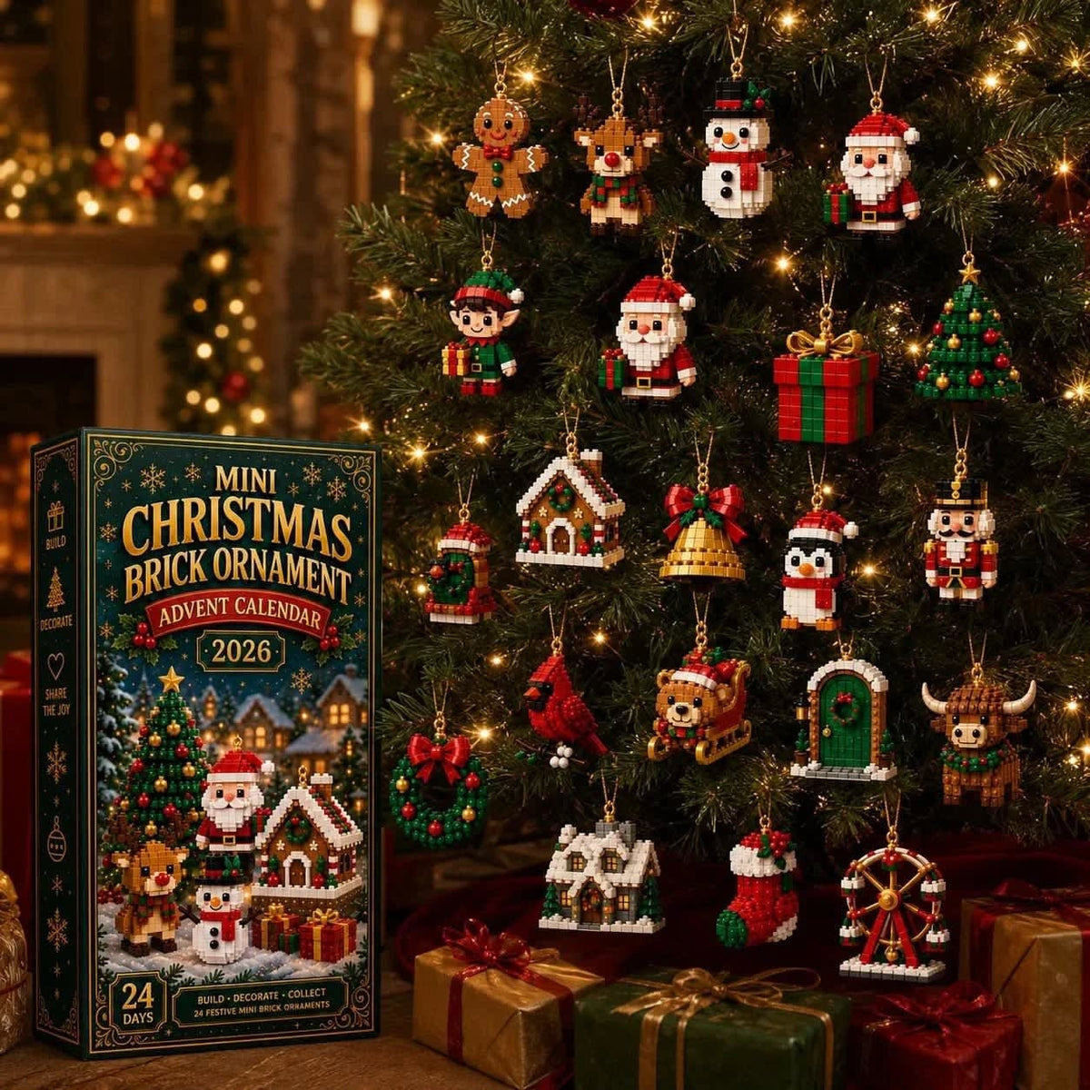 Brick Ornament Advent Calendar 2026 with 24 Buildable Christmas Ornaments Xmas Countdown_5