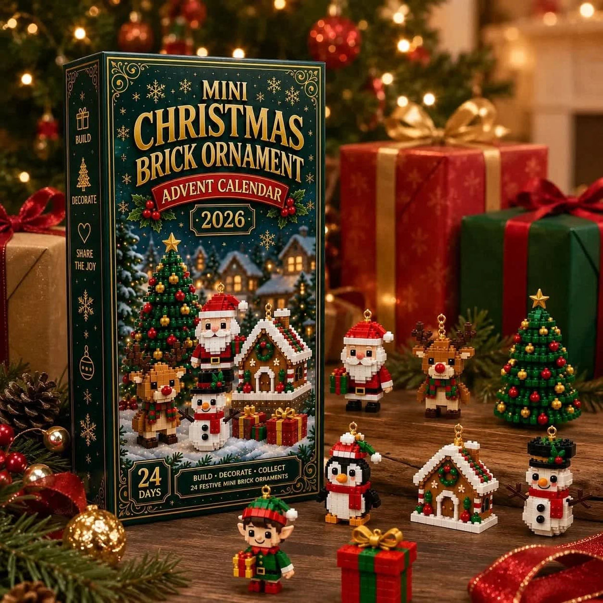 Brick Ornament Advent Calendar 2026 with 24 Buildable Christmas Ornaments Xmas Countdown_6