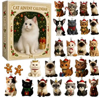 Cat Advent Calendar 2026 with 24 Acrylic Cat Ornaments Xmas Countdown Gift for Cat Lovers