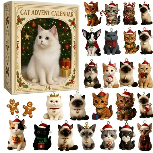 Cat Advent Calendar 2026 with 24 Acrylic Cat Ornaments Xmas Countdown Gift for Cat Lovers_1