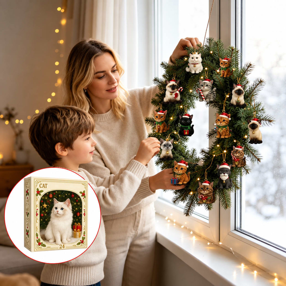 Cat Advent Calendar 2026 with 24 Acrylic Cat Ornaments Xmas Countdown Gift for Cat Lovers_5