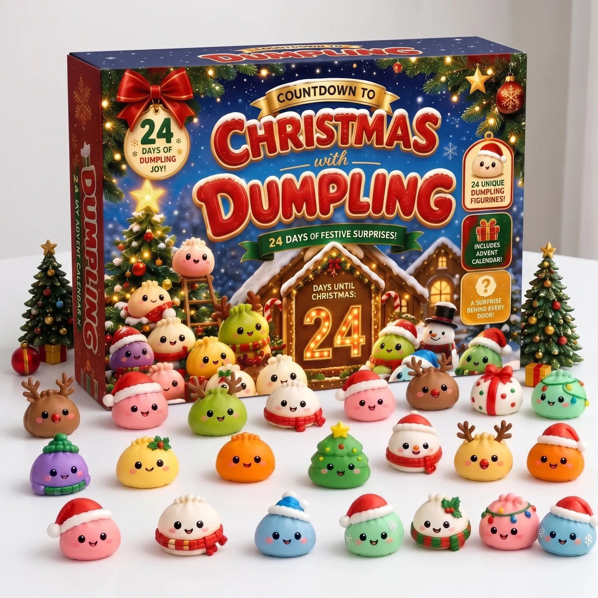 Squishy Dumpling Advent Calendar 2026 with 24 Soft Christmas Figures Xmas Countdown for Kids_3