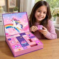 Unicorn Advent Calendar 2026 with Hair Accessories and Stickers Xmas Countdown for Kids