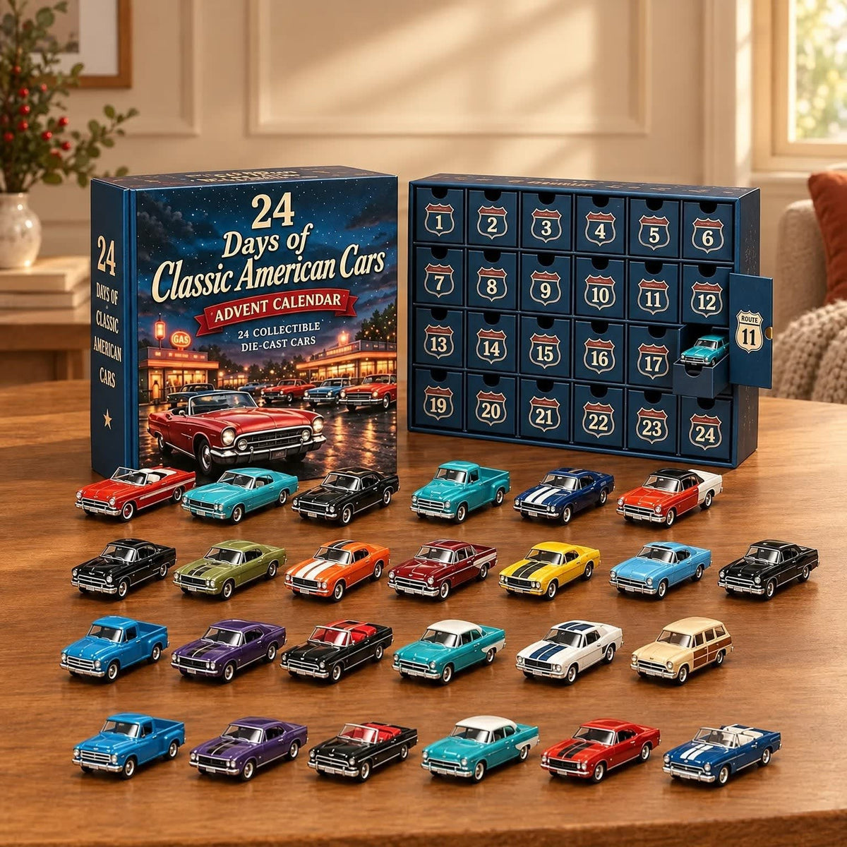 Car Advent Calendar 2026 with 24 Diecast Model Vehicles Xmas Countdown Gift for Car Lovers_1