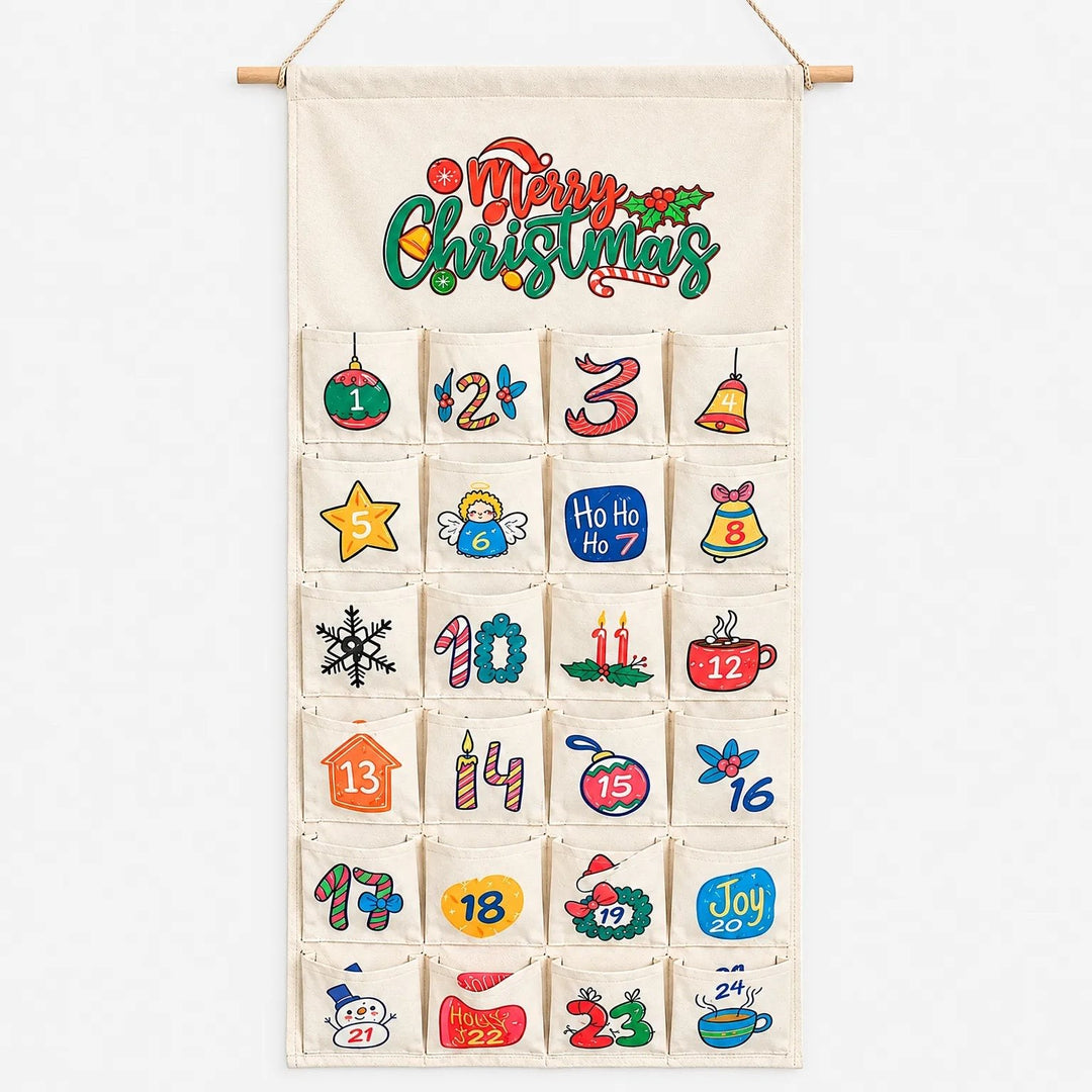 Hanging Advent Calendar 2026 with 24 Fillable Fabric Pockets Xmas Countdown Reusable