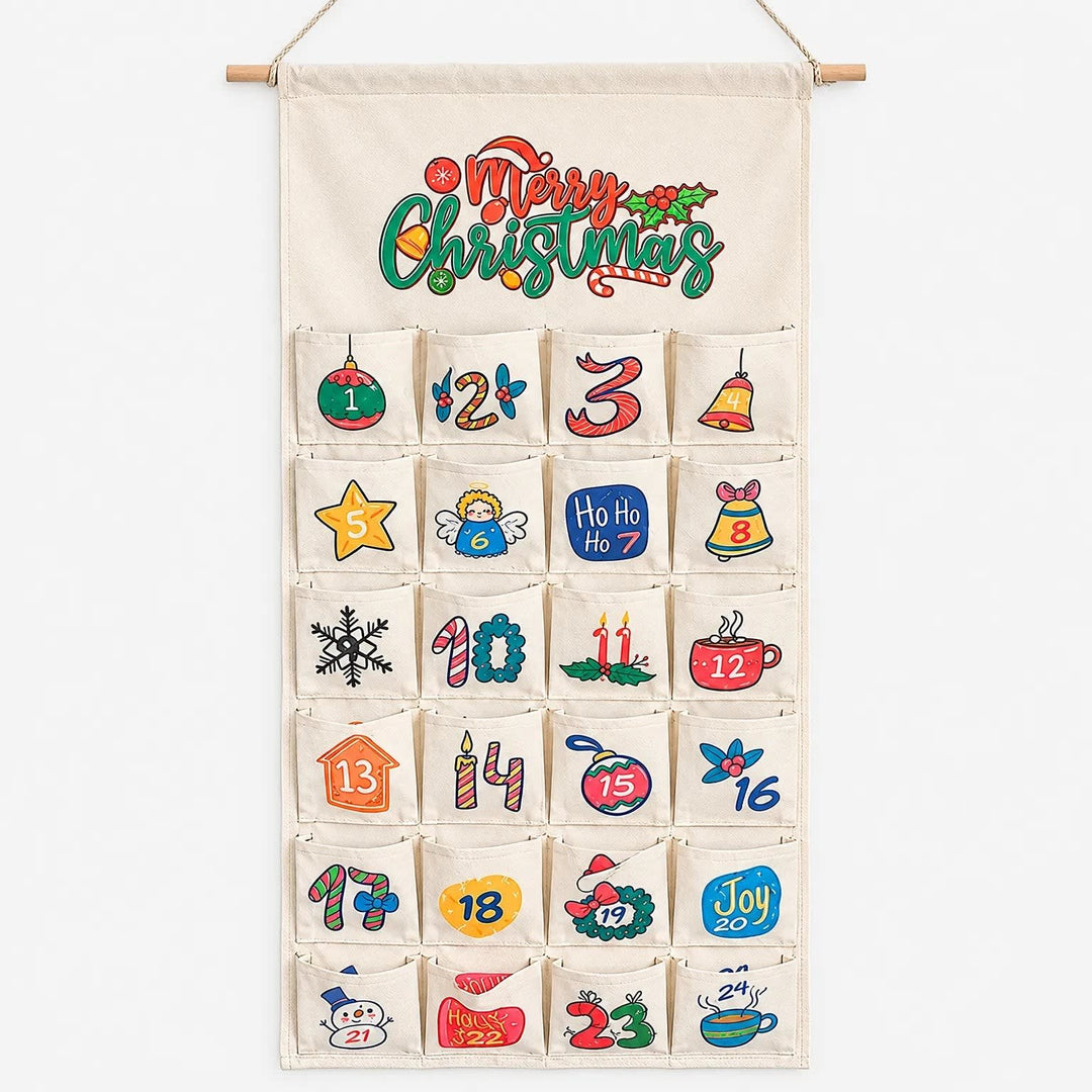 Hanging Advent Calendar 2026 with 24 Fillable Fabric Pockets Xmas Countdown Reusable
