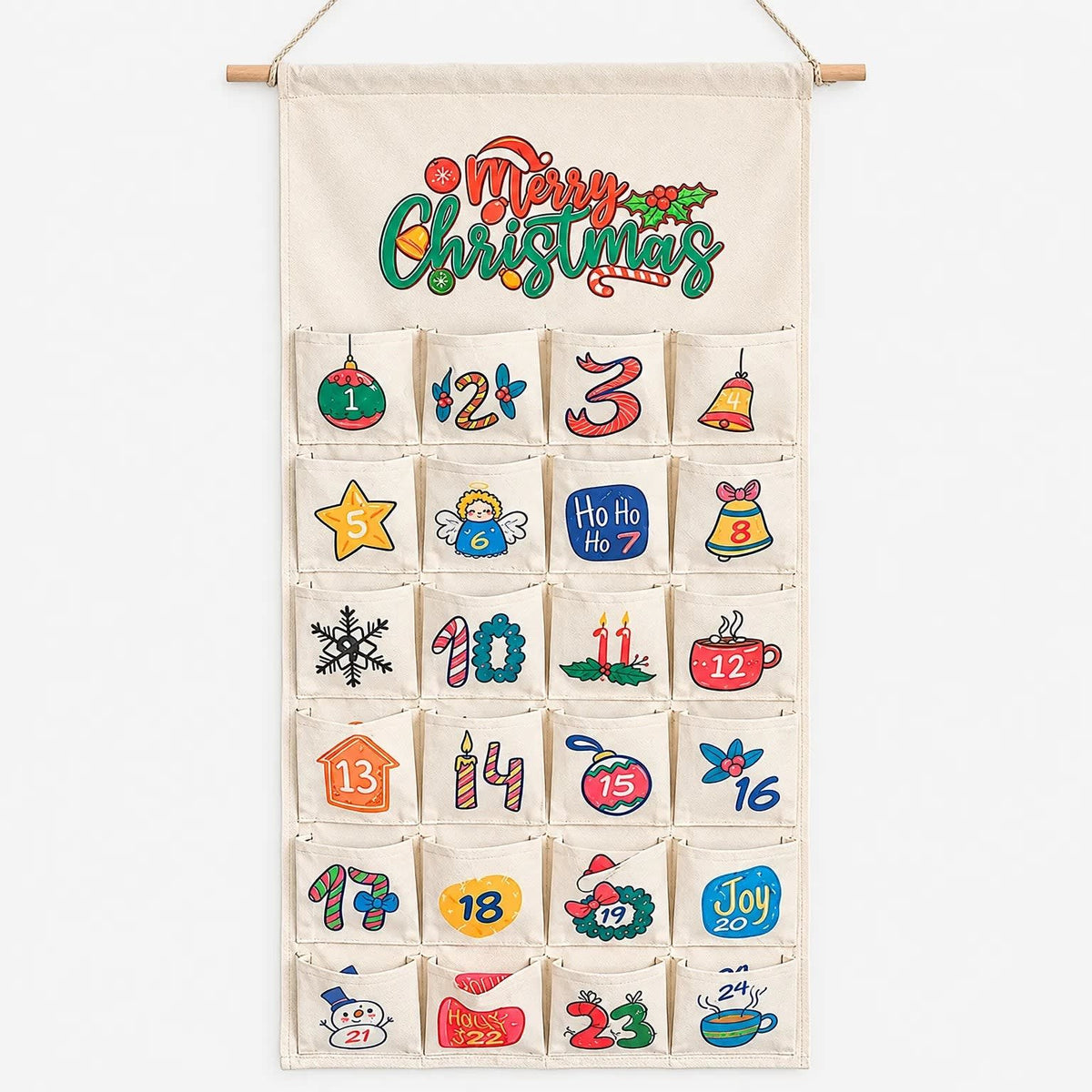 Hanging Advent Calendar 2026 with 24 Fillable Fabric Pockets Xmas Countdown Reusable_5