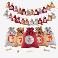 Reusable Advent Calendar 2026 with 24 Numbered Bags and Hanging Cord Xmas Countdown