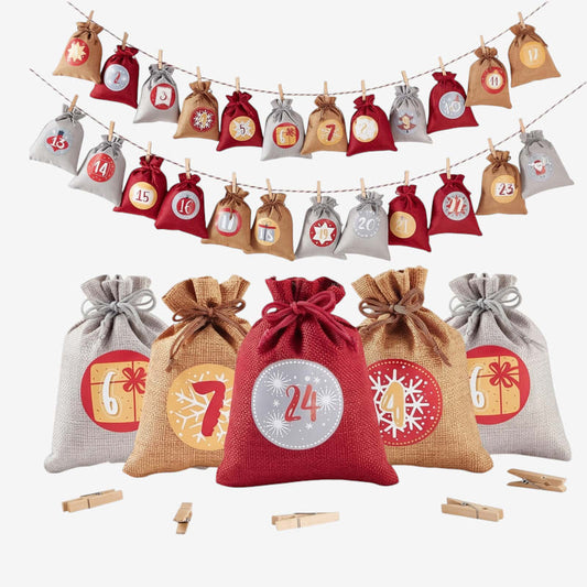 Reusable Advent Calendar 2026 with 24 Numbered Bags and Hanging Cord Xmas Countdown_1