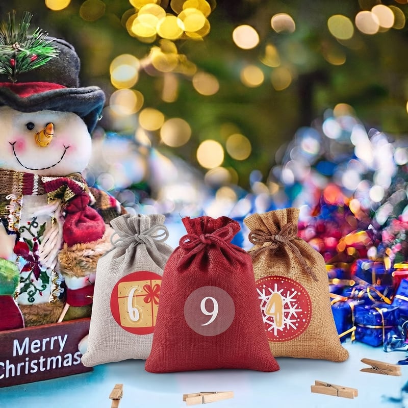 Reusable Advent Calendar 2026 with 24 Numbered Bags and Hanging Cord Xmas Countdown_2