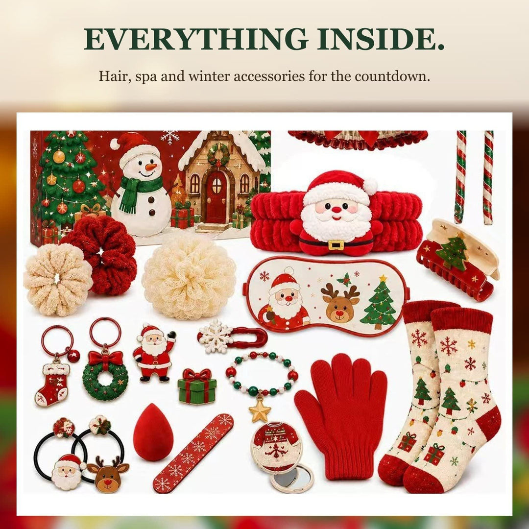 Hair Accessories Advent Calendar 2026 with 24 Spa and Winter Gifts Xmas Countdown Gift for Her