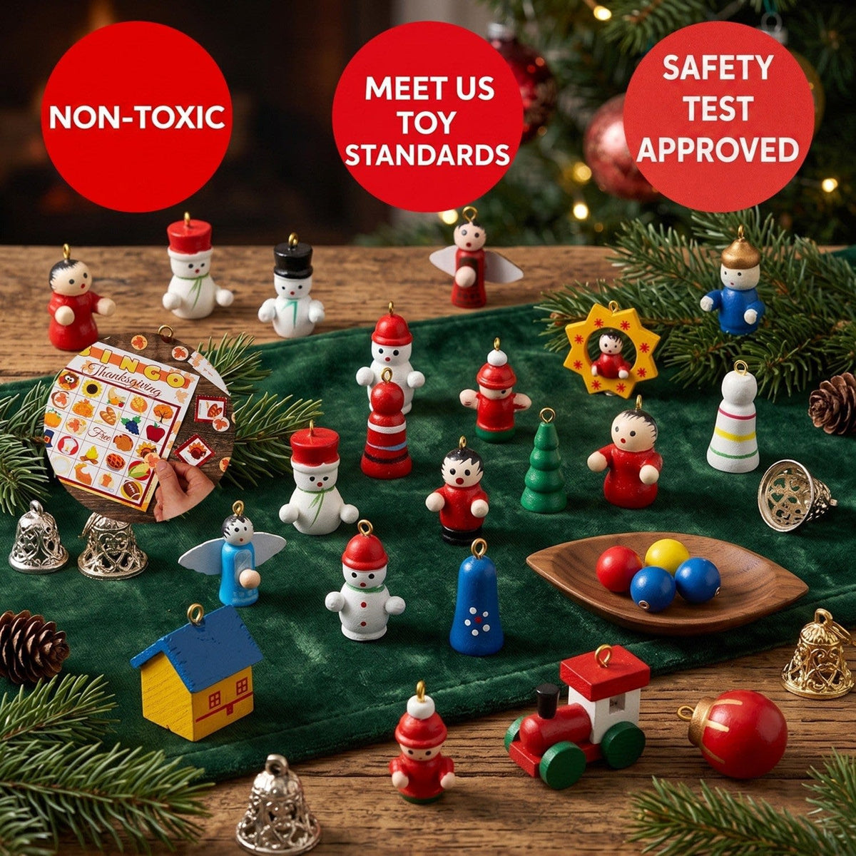 Wooden Christmas Tree Advent Calendar 2026 with 24 Mini Ornaments Xmas Countdown for Kids_4