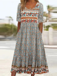 Frankie Boho Print A-Line Midi Dress
