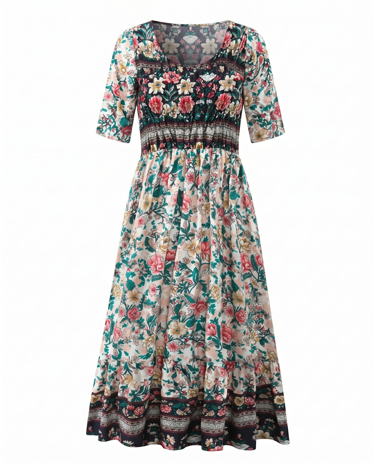 Frankie Boho Print A-Line Midi Dress