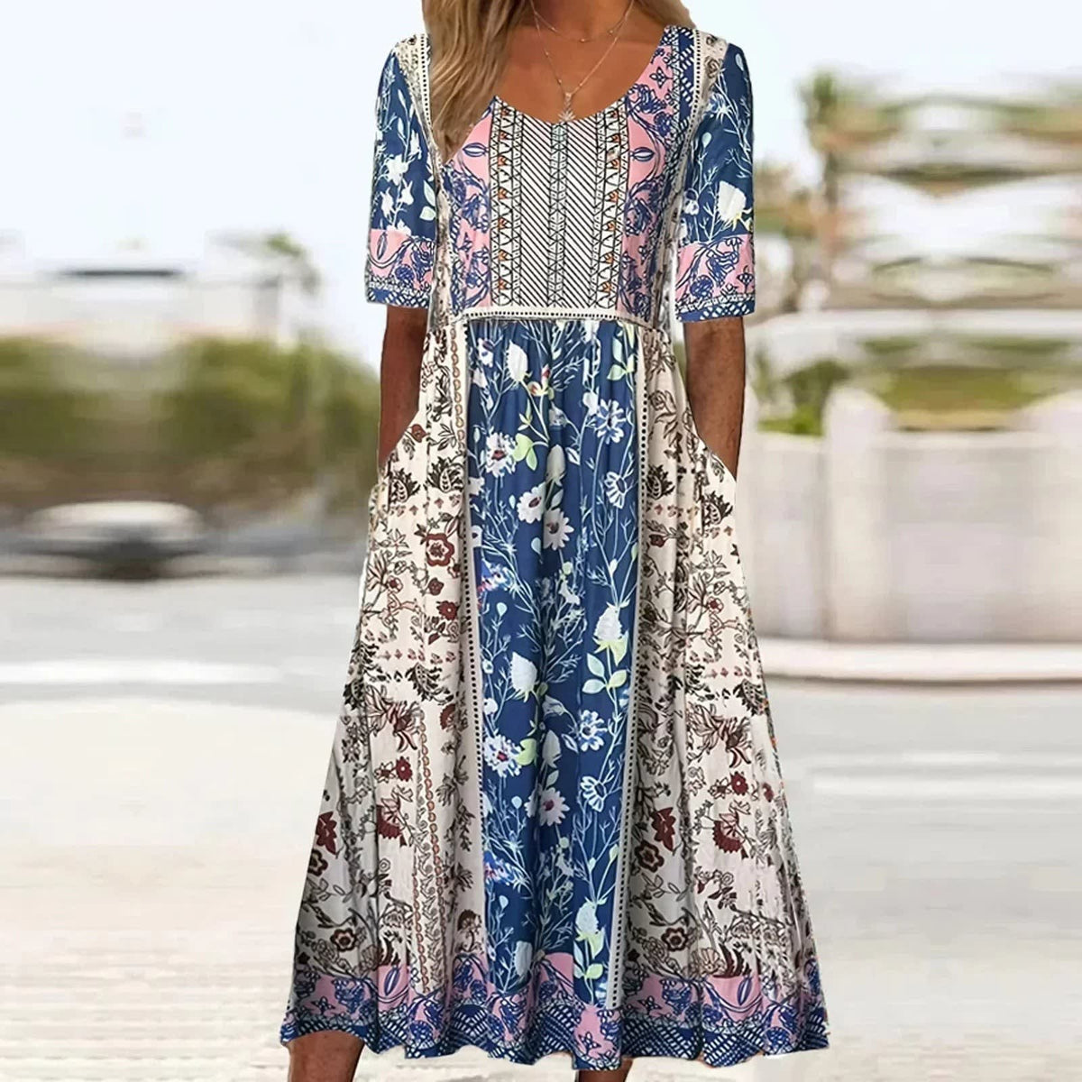 Frankie Boho Print A-Line Midi Dress