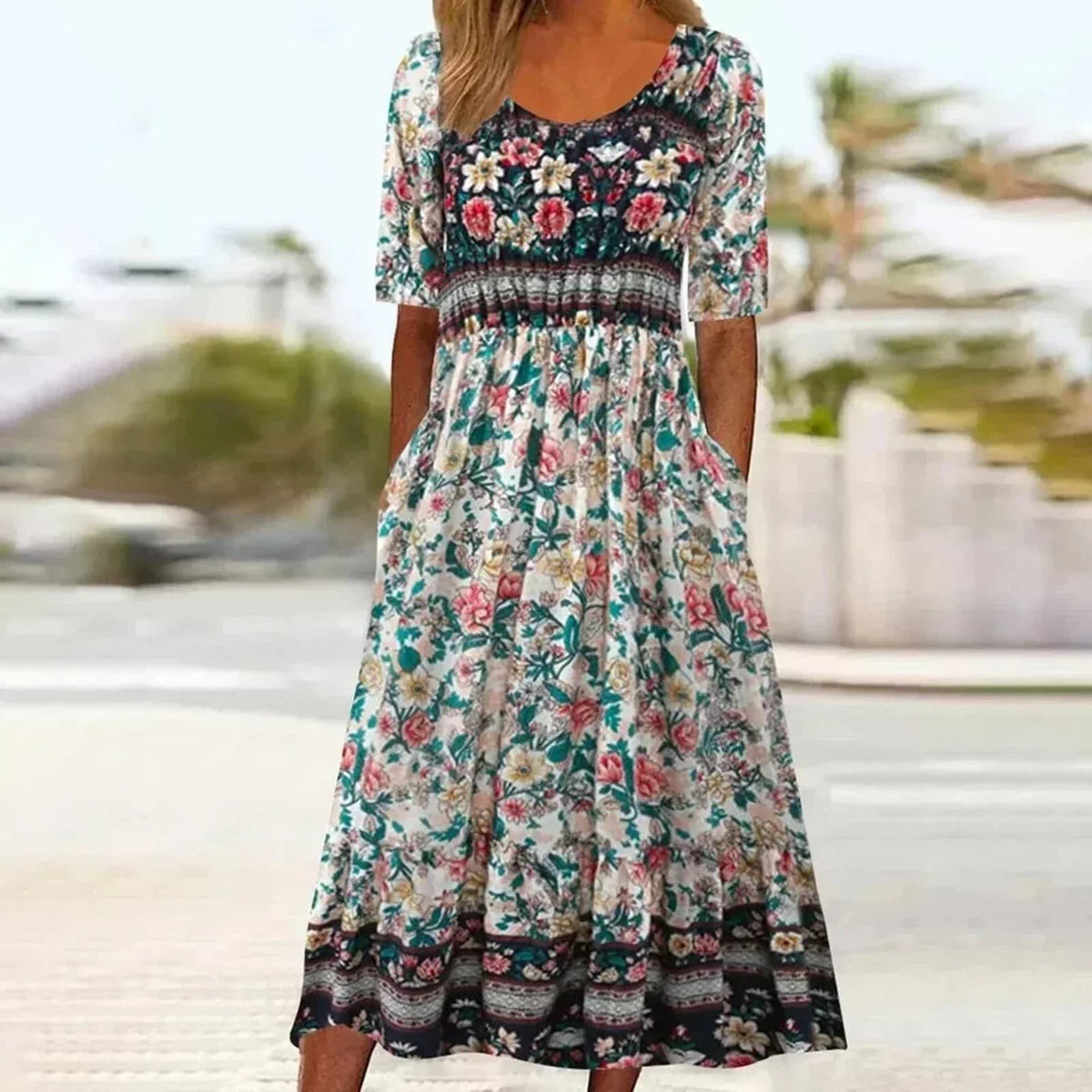 Frankie Boho Print A-Line Midi Dress