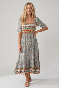 Frankie Boho Print A-Line Midi Dress